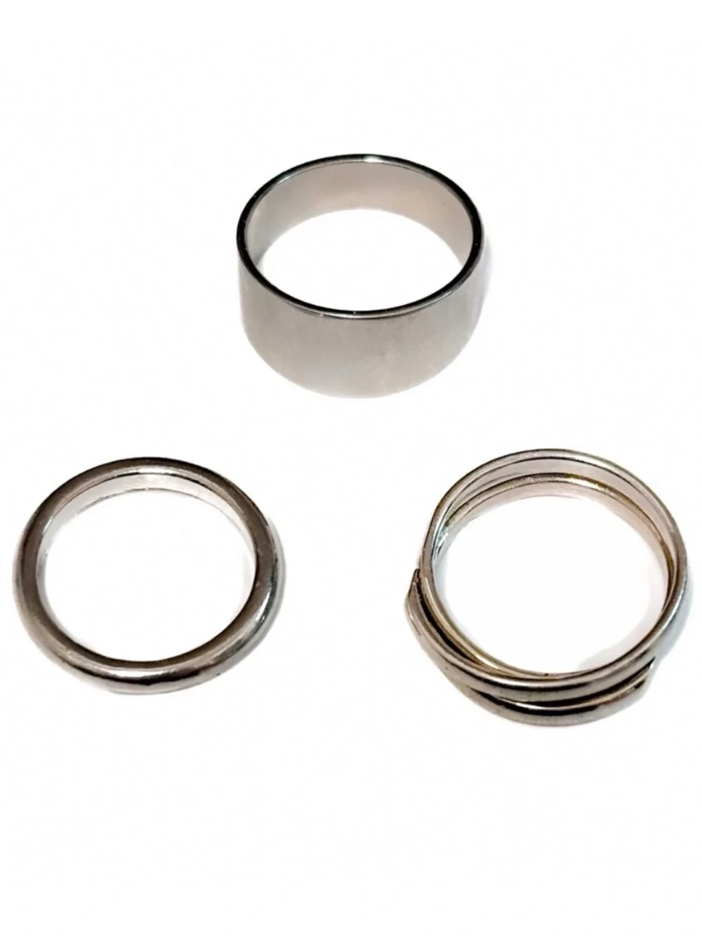 NEW - Set of 3 Silver Stacking Rings – Wide, Classic & Wrap Bands – Size 5